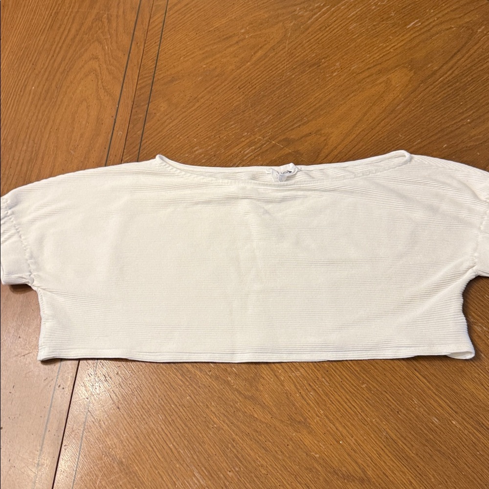 Anthropologie Sadie & Sage off white rib knit crop top small